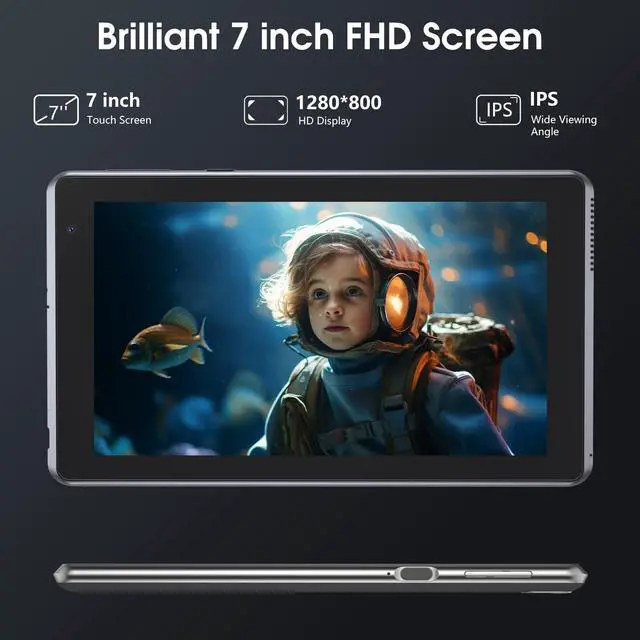 Alt view image 4 of 5 - RUIQIAI 7 inch Tablet, Androi Tablet with, 2GB+32GB+1TB (Expand), Quad-Core, BT, Wi-Fi, Educational, Music, Dual Camera