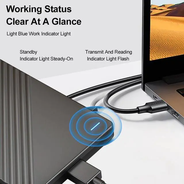 Alt view image 4 of 5 - Docooler External Hard Drive, USB 3.0 Portable Solid State Hard Drive with Stable 5Gbps, 80G/160G/500G/1T/2T Portable External Hard Drive, 2.5'' Metal Hard Drive for Notebook PC Laptop (Colorful