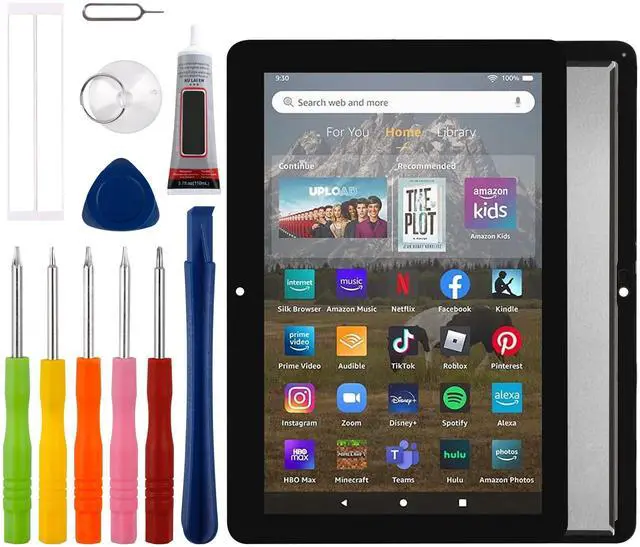 Main image of Duotipa [New] High Quality LCD Display Touch Screen Digitizer Assembly Replacement for Amazon Kindle Fire HD8 /HD8 Plus Tablet 10th Gen 2020 K72LL3 K72LL4 with Technical Repair Tools Kit-Black.