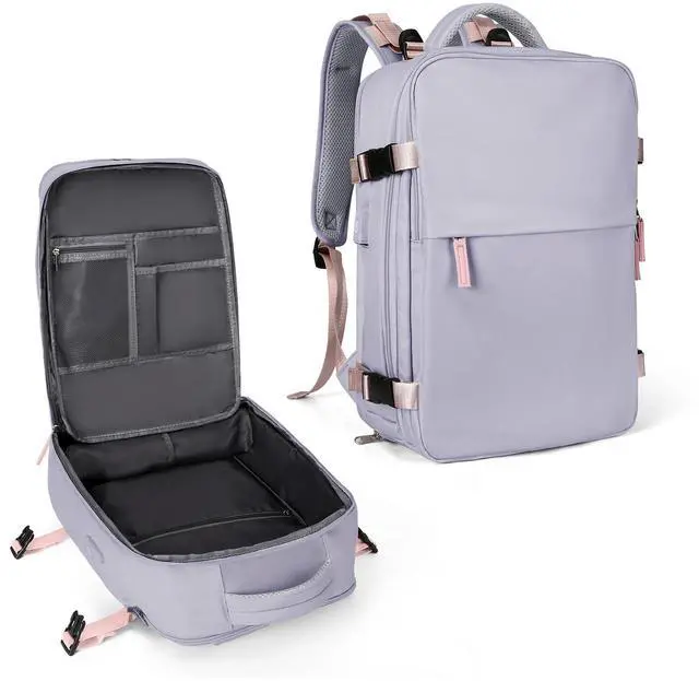 Main image of coowoz Large Travel Backpack For Women Men,Carry On Backpack Flight Approved,Hiking Backpack Waterproof Outdoor Sports Rucksack Casual Daypack Fit 15.6 Inch Laptop Shoes Compartment (Light Purple)