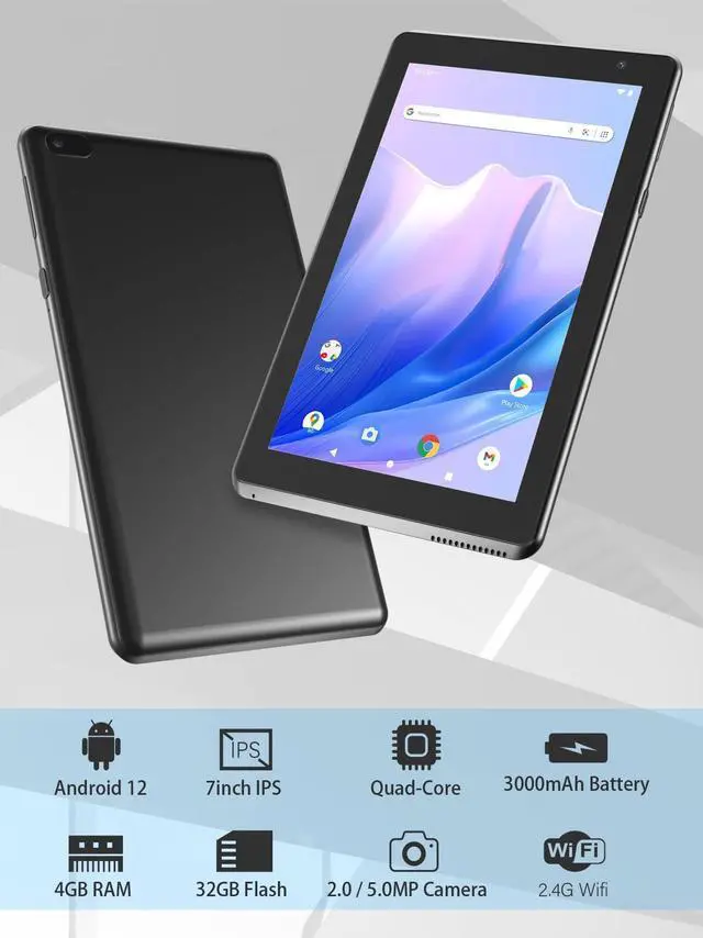 Alt view image 2 of 5 - ATOZEE Android Tablet, 7 Inch Tablets, Quad-Core 1.5GHz Processor, 32GB Storage, 4GB RAM, Dual Camera,1024 x 600 IPS HD Display Screen,1024GB Expand, WiFi-6 BT Black 7" Tablet.