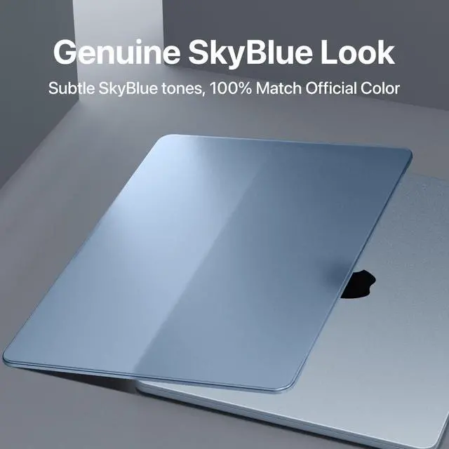 Alt view image 3 of 5 - Macaset [Official SkyBlue] for MacBook Air 15 inch Case M4 M3 M2 2025 2024 2023 [100% Color Match] [Ultra Thin Armor] Protective Hard Shell Cover for Laptop A3241 A3114 A2941 - Sky Blue Clear