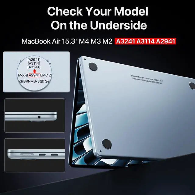 Alt view image 4 of 5 - Macaset [Official SkyBlue] for MacBook Air 15 inch Case M4 M3 M2 2025 2024 2023 [100% Color Match] [Ultra Thin Armor] Protective Hard Shell Cover for Laptop A3241 A3114 A2941 - Sky Blue Clear