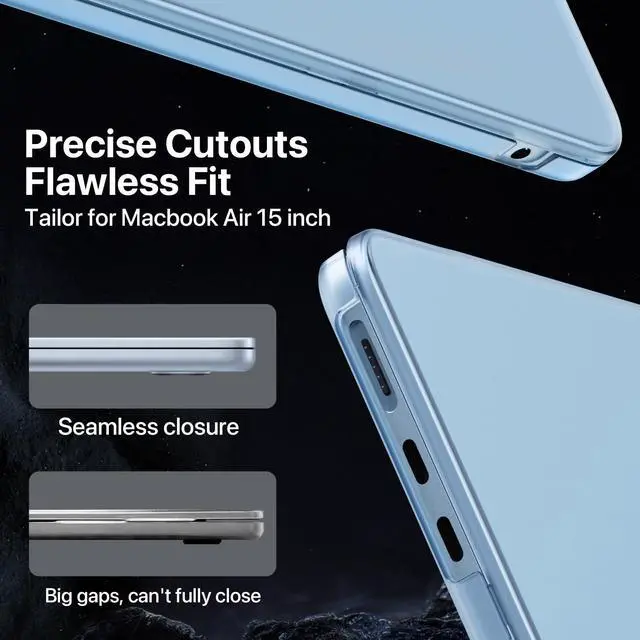 Alt view image 5 of 5 - Macaset [Official SkyBlue] for MacBook Air 15 inch Case M4 M3 M2 2025 2024 2023 [100% Color Match] [Ultra Thin Armor] Protective Hard Shell Cover for Laptop A3241 A3114 A2941 - Sky Blue Clear