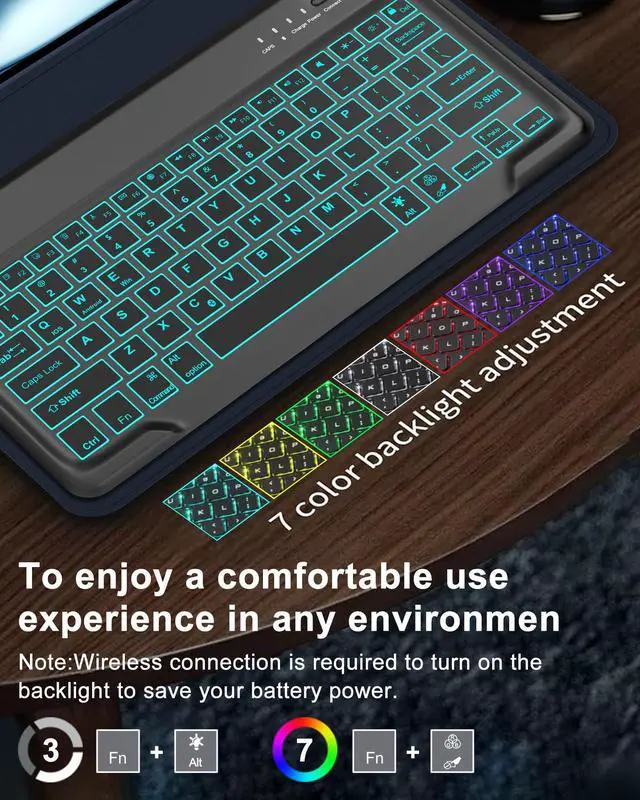 Alt view image 4 of 5 - Keyboard Case for iPad Air 13 (M3&M2) 2025/2024 & iPad Pro 12.9 inch (5th, 6th Generation), Keyboard Cover Detachable Backlit Wireless Keyboard Cover with Pencil Holder and Auto Sleep/Wake Function