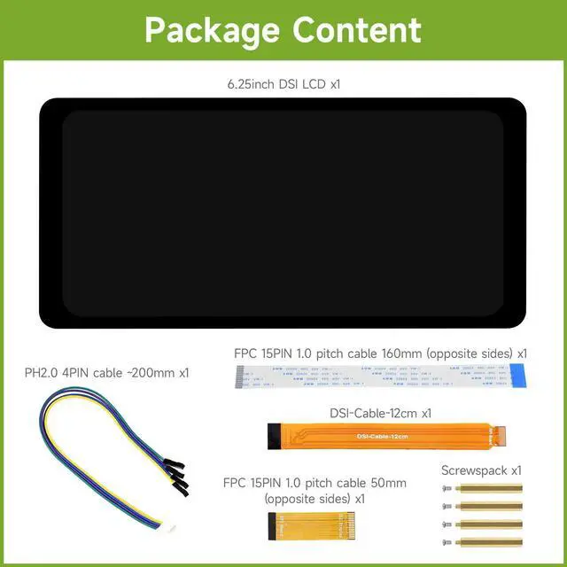 Alt view image 2 of 5 - waveshare 6.25inch DSI Capacitive Touch Display, Compatible with Raspberry Pi 5/4B/3B/CM3/3+/4, 720 × 1560, IPS, Optical Bonding Toughened Glass Panel, DSI Interface, 5-Point Touch
