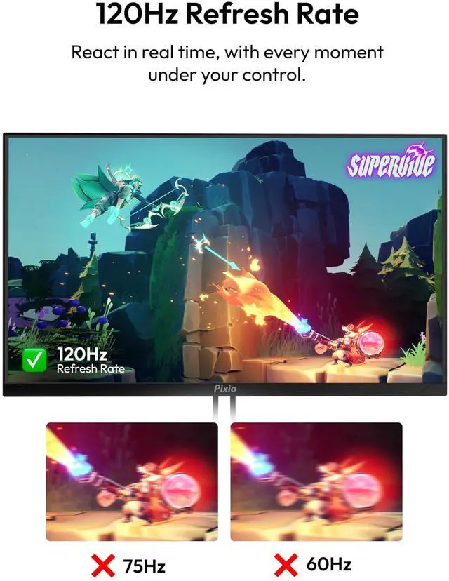 Alt view image 3 of 5 - Pixio PX246 Wave 24 inch 120Hz Refresh Rate FHD 1080p Resolution IPS Panel 4ms GTG Response Time Gaming Monitor with Adaptive Sync