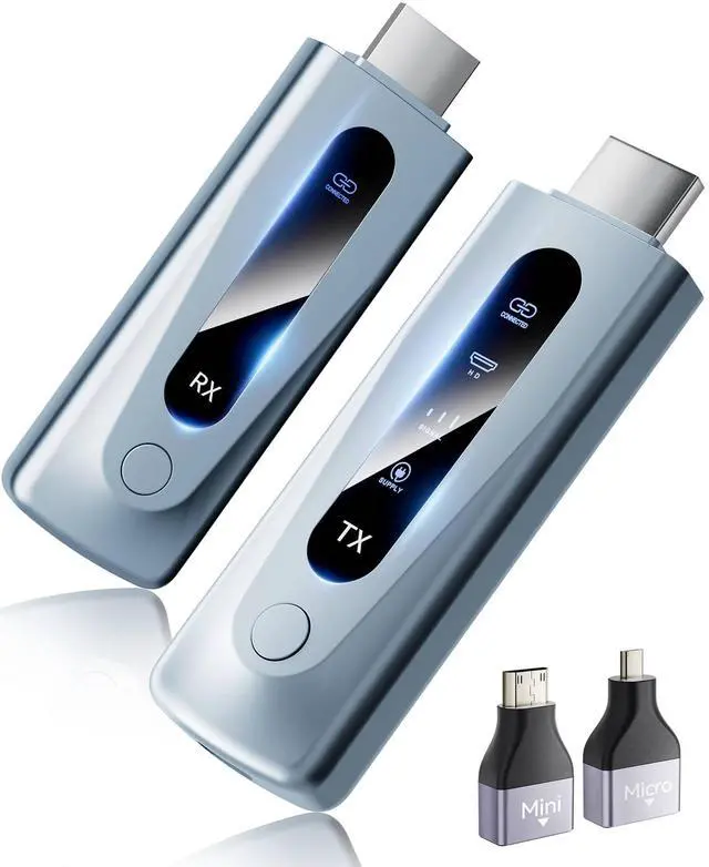 Main image of 2025 Upgraded Wireless HDMI Transmitter and Receiver 328FT/100M, Plug & Play Portable 5G+2.4G Wireless HDMI Extender Kit for 4K Decode Input 1080P Output, for Audio to Monitor from Laptop/TV Box