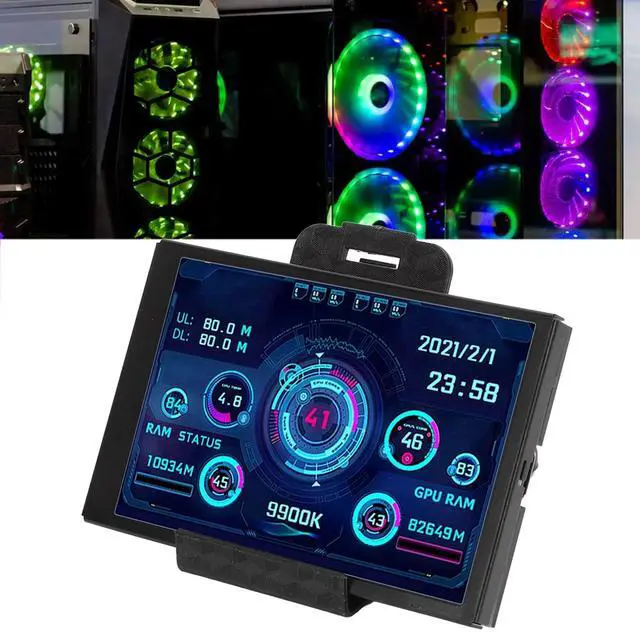 Alt view image 2 of 5 - 3.5In Computer Temp, Full View Display Small Screen Monitor for Aida64 Pc CPU Hard Disk Data Black (Black)