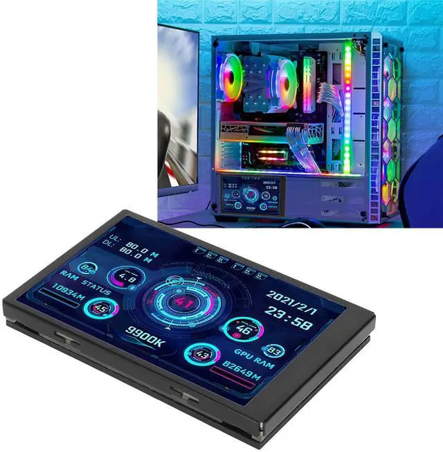 Alt view image 4 of 5 - 3.5In Computer Temp, Full View Display Small Screen Monitor for Aida64 Pc CPU Hard Disk Data Black (Black)
