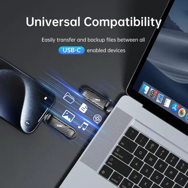 Alt view image 4 of 5 - SSK 1TB External SSD USB C Drive- Up to 2000MB/s External Solid State Drives USB 3.2 Gen 2X2, Portable SSD Stick Ultra-Low Power Supports iPhone15/16 Pro ProRes Mac/WTG/Android, Zinc Alloy