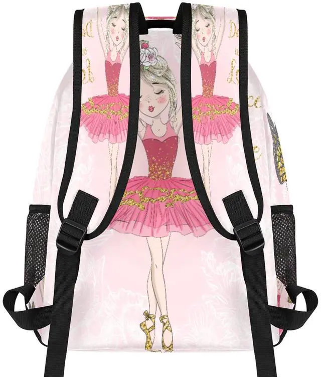 Alt view image 3 of 5 - Backpacks Boys Girls, Cute Pink Ballet Girl Lightweight School Backpack Laptop College Bookbag, Travel Casual Daypack, Hiking Camping Computer Rucksack