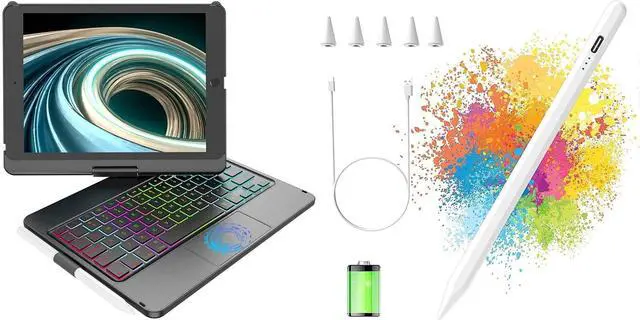 Main image of Touchpad Keyboard Case for iPad 9th/8th/7th Generation 10.2 inch(Black) Bundle with Stylus Pen for iPad Compatible with 2018-2022