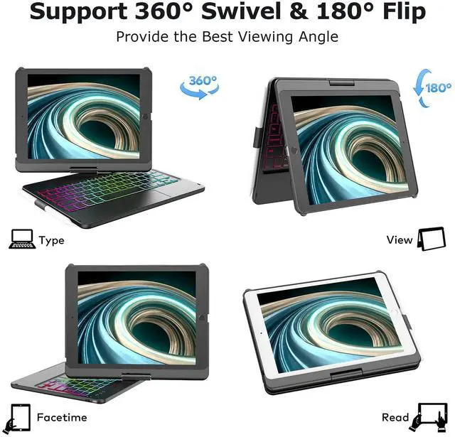 Alt view image 4 of 5 - Touchpad Keyboard Case for iPad 9th/8th/7th Generation 10.2 inch(Black) Bundle with Stylus Pen for iPad Compatible with 2018-2022