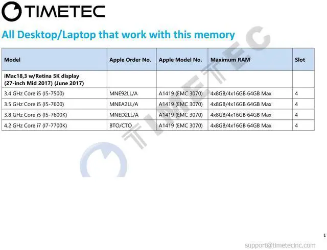 Alt view image 5 of 5 - Timetec 32GB KIT (4x8GB) Compatible for Apple 2017 iMac (27-inch w/Retina 5K Display) DDR4 2400MHz PC4-19200 1Rx8 CL17 1.2V Non-ECC Non-Parity Unbuffered SODIMM Memory MAC RAM Upgrade for iMac 18,3