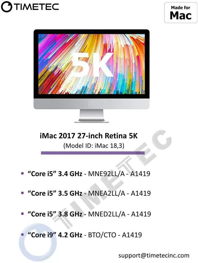 Alt view image 4 of 5 - Timetec 32GB KIT (4x8GB) Compatible for Apple 2017 iMac (27-inch w/Retina 5K Display) DDR4 2400MHz PC4-19200 1Rx8 CL17 1.2V Non-ECC Non-Parity Unbuffered SODIMM Memory MAC RAM Upgrade for iMac 18,3