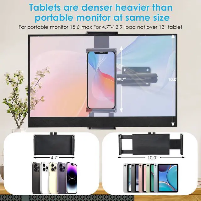 Alt view image 4 of 5 - Portable Monitor Tablet Mount Stand Holder for ipad,Kindle