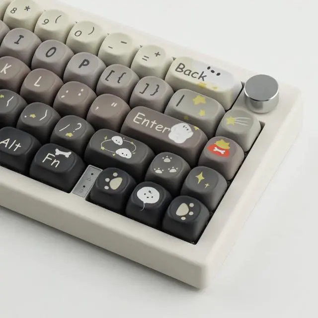 Alt view image 4 of 5 - Tsungup PBT MOA Profile Keycaps,151 Keys Cute Daydreamer Custom Keycaps 60 75 Percent, Dye-Sub Grey White Keycap Set Key Caps Keyboard for Cherry Gateron MX Swithes Mechanical Keyboards