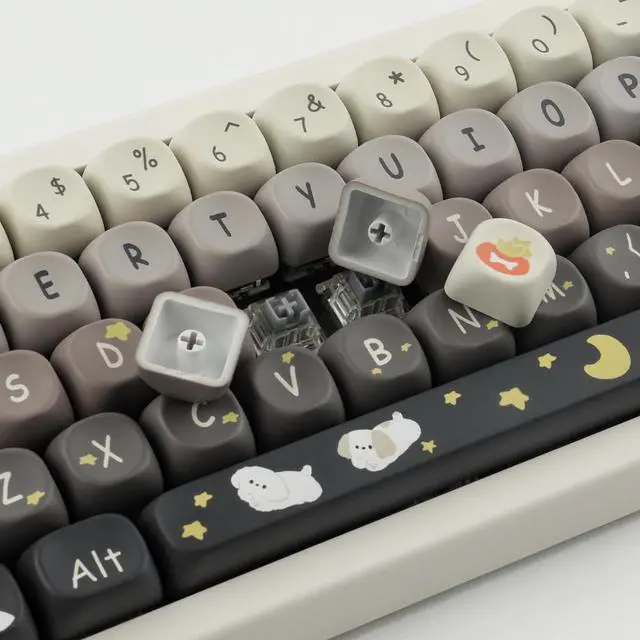 Alt view image 5 of 5 - Tsungup PBT MOA Profile Keycaps,151 Keys Cute Daydreamer Custom Keycaps 60 75 Percent, Dye-Sub Grey White Keycap Set Key Caps Keyboard for Cherry Gateron MX Swithes Mechanical Keyboards