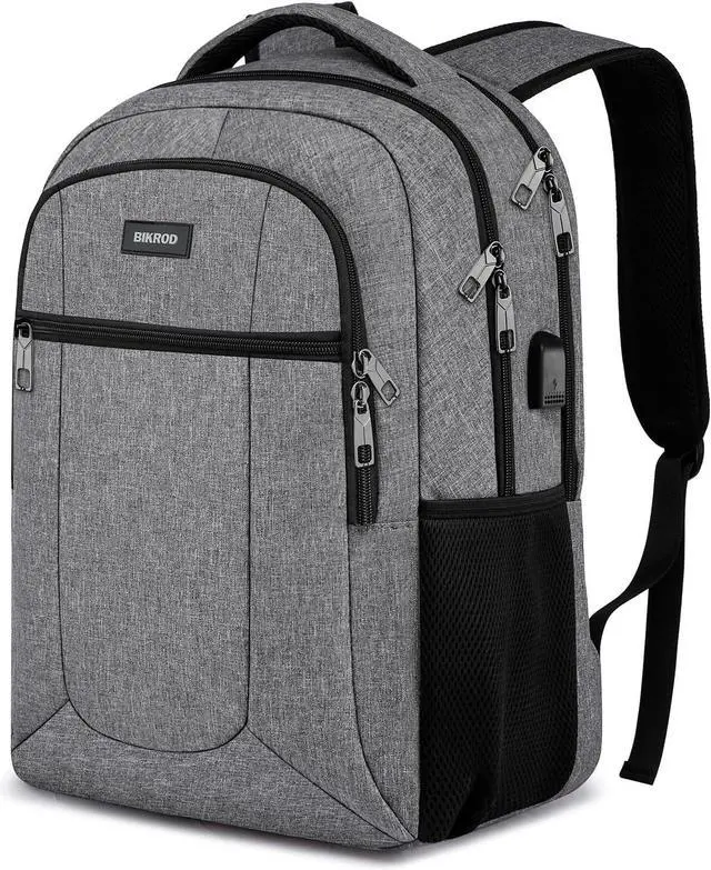 Main image of BIKROD Backpack for Men and Women, School Backpacks for Teen Boys, Water Resistant Back Pack Fit 17.3 Inch Laptop with USB Charging Port, Business Anti Theft Sturdy Computer Bag Gift