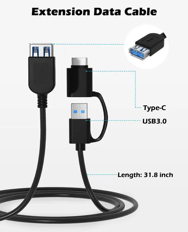 Alt view image 3 of 5 - Wbacon External Blu-ray Drive, External Blueray/DVD Drive for PC External Bluray Burner with Extension Data Cable USB 3.0 Type-C Compatible with Windows/MacOS/Linux Laptop Desktop
