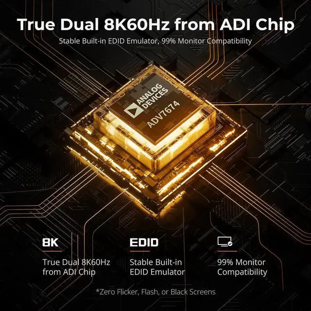 Alt view image 4 of 5 - TESmart 4K@144Hz Displayport+HDMI KVM Switch 2 Monitors 4 Computers, HDMI 2.1 & DP 1.4 KVM Switch Dual Monitor 8K@60Hz, Support EDID, Gigabit Network, Hotkey Switch, VRR, All Input Cables
