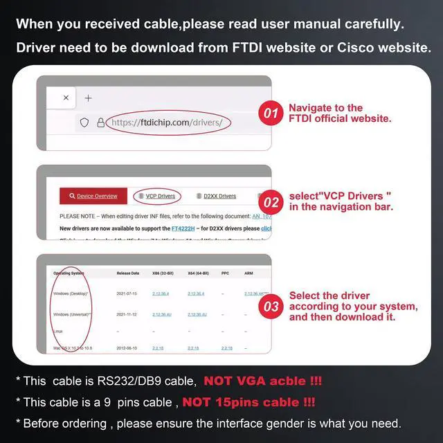 Alt view image 2 of 5 - OIKWAN 12ft USB to Serial Adapter,USB to RS232 DB9 Female Serial Cable with FT232 Chipset Supports Windows 11 10 8 7 Mac Linux