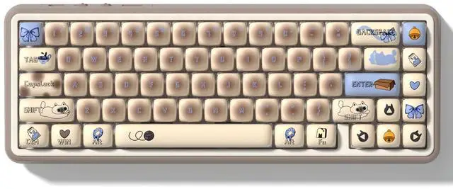 Main image of dagaladoo doubleshot PBT Keycaps Set,Bun MOG Profile Cute cat Keycaps, Shine Through Keyboard Key caps Dye Sublimation Custom Key Cap for 100% 75% 65% 60% TKL US Layout Mechanical Keyboard