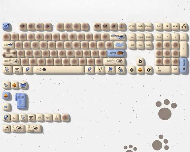 Alt view image 2 of 5 - dagaladoo doubleshot PBT Keycaps Set,Bun MOG Profile Cute cat Keycaps, Shine Through Keyboard Key caps Dye Sublimation Custom Key Cap for 100% 75% 65% 60% TKL US Layout Mechanical Keyboard