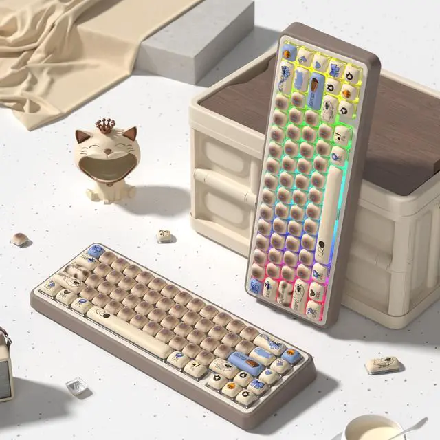 Alt view image 4 of 5 - dagaladoo doubleshot PBT Keycaps Set,Bun MOG Profile Cute cat Keycaps, Shine Through Keyboard Key caps Dye Sublimation Custom Key Cap for 100% 75% 65% 60% TKL US Layout Mechanical Keyboard