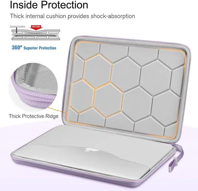 Alt view image 4 of 5 - FINPAC Hard Laptop Sleeve Case for 13 inch MacBook Air M4 2025 M3 2024, 14 inch MacBook Pro M4/M3/M2/M1 A2918 A2992 A2779 A2442, 13'' Air/Pro, Waterproof Case for Dell, Surface Laptop, HP, Acer, Lilac