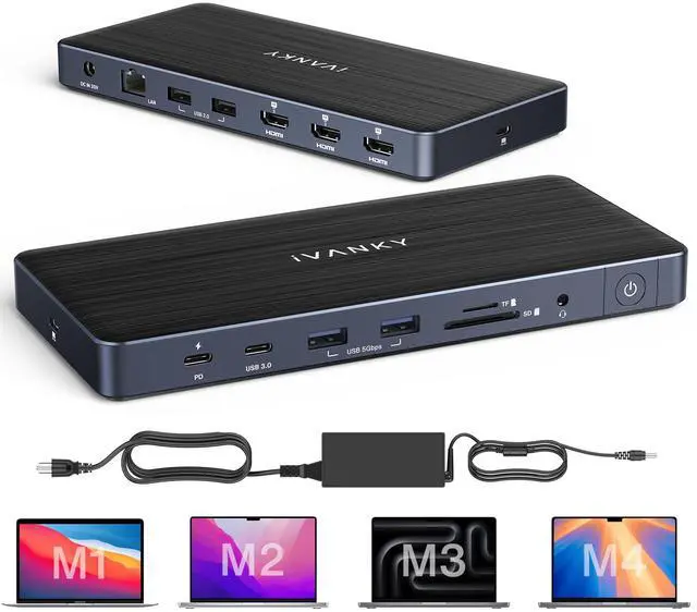 Main image of iVANKY 14-in-1 FusionDock Pro 1+ for M1/ M2/ M3/M4 MacBook DisplayLink Docking Station with 180W Power Adapter, Triple 4K@60Hz Monitor Mac mini Air Dock 3HDMI 2.0, 96W PD, 10Gbps, 2.5GbE, SD/TF 4.0