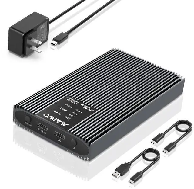Main image of MAIWO M.2 NVMe SSD Cloner, Dual Bay Enclosure Duplicator for M-Key PCIe NVMe/AHCI SSDs, 20Gbps USB C 3.2 GEN2x2, 16TB Capacity