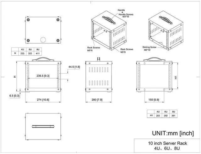 Alt view image 3 of 5 - QiaoYoubang 6U Small Network Cabinet-10 inch Server Rack for 10 Server, Network, Audio and Video Equipments at Home or Office (6U)