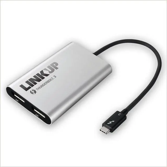 Main image of LINKUP [Certified] 2019 Thunderbolt 3 to Dual DisplayPort 1.22X 4K 60Hz/Single 5K 60Hz Adapter Compatible with Mac & WindowsTB3 Aluminum CaseNot for USB-C Ports Without Thunderbolt 3 Logo