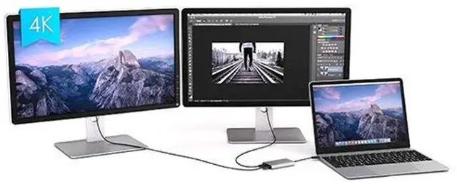 Alt view image 5 of 5 - LINKUP [Certified] 2019 Thunderbolt 3 to Dual DisplayPort 1.22X 4K 60Hz/Single 5K 60Hz Adapter Compatible with Mac & WindowsTB3 Aluminum CaseNot for USB-C Ports Without Thunderbolt 3 Logo