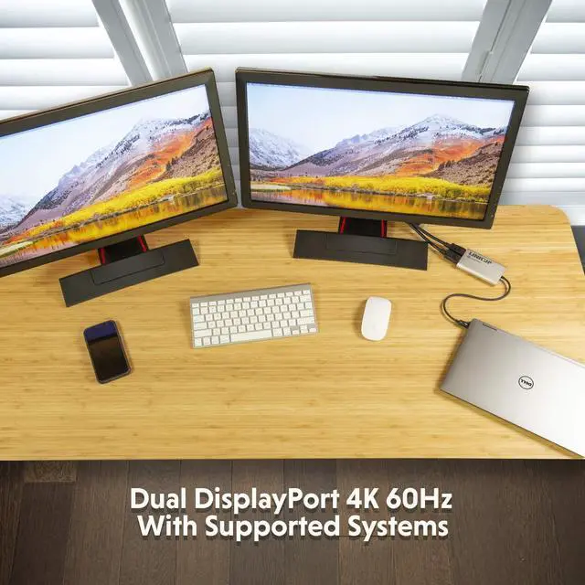 Alt view image 4 of 5 - LINKUP [Certified] 2019 Thunderbolt 3 to Dual DisplayPort 1.22X 4K 60Hz/Single 5K 60Hz Adapter Compatible with Mac & WindowsTB3 Aluminum CaseNot for USB-C Ports Without Thunderbolt 3 Logo