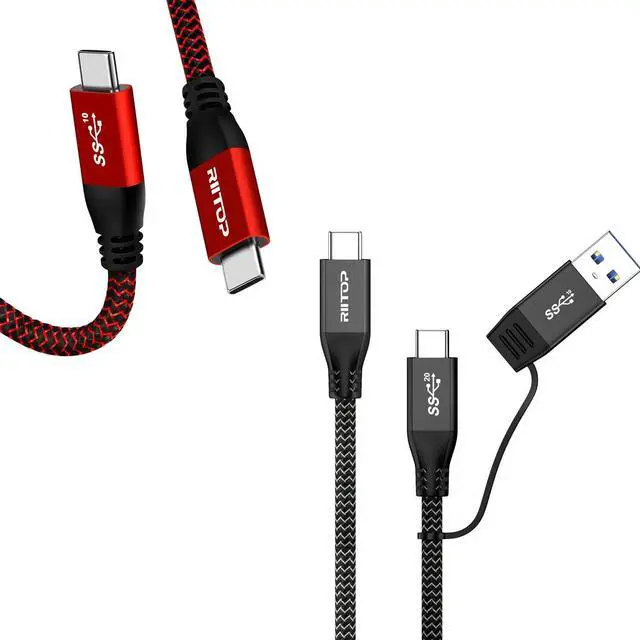 Main image of RIITOP USB C to USB C [5FT, 20Gbps]+ USB C to C with C-A Adapter [1FT]