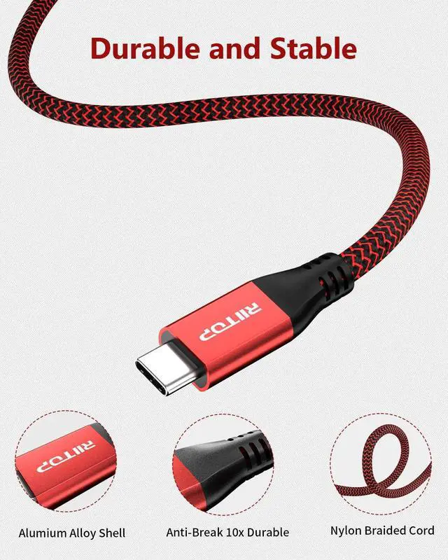 Alt view image 5 of 5 - RIITOP USB C to USB C [5FT, 20Gbps]+ USB C to C with C-A Adapter [1FT]