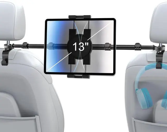 Main image of woleyi Car Tablet Headrest Holder for iPad - Car Back Seat Headrest Tablet Mount Stand, Road Trip Essentials for Kids, for iPad Pro Air Mini, Galaxy Tabs, Kindle Fire HD, Switch, iPhone, 4-13" Devices