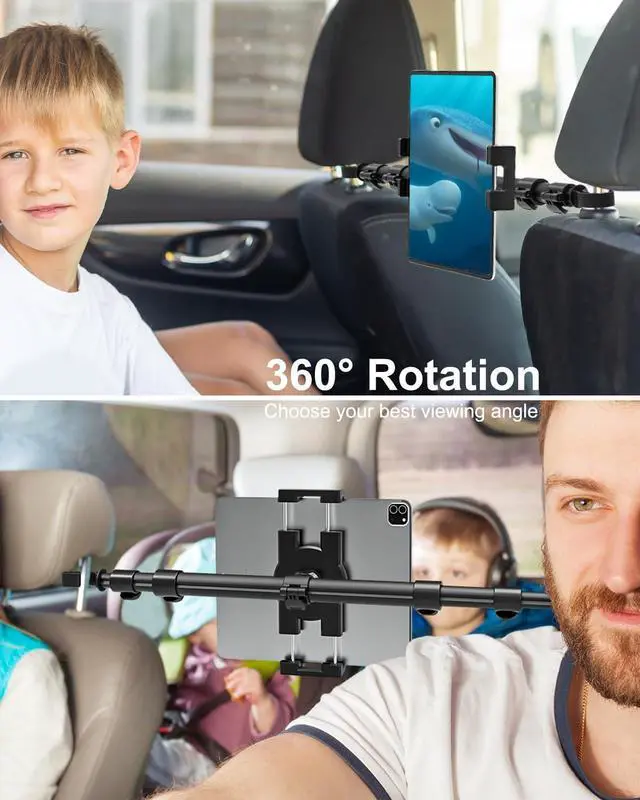 Alt view image 4 of 5 - woleyi Car Tablet Headrest Holder for iPad - Car Back Seat Headrest Tablet Mount Stand, Road Trip Essentials for Kids, for iPad Pro Air Mini, Galaxy Tabs, Kindle Fire HD, Switch, iPhone, 4-13" Devices