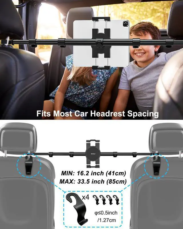 Alt view image 5 of 5 - woleyi Car Tablet Headrest Holder for iPad - Car Back Seat Headrest Tablet Mount Stand, Road Trip Essentials for Kids, for iPad Pro Air Mini, Galaxy Tabs, Kindle Fire HD, Switch, iPhone, 4-13" Devices