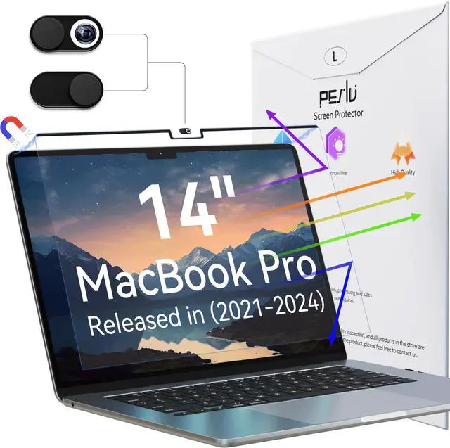 Main image of Peslv Magnetic Anti Blue Light Screen Protector for MacBook Pro 14 Inch (2021-2024, M1, M2, M3, M4), Removable Glare Filter for 14.2" Mac Laptop Computer