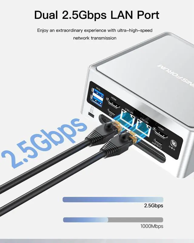 Alt view image 4 of 5 - MINISFORUM NAB9 Mini PC Core i9-12900HK(14C/20T, up to 5Ghz) Desktop Computer, 2x HDMI|2x USB-C Video Outputs 32GB RAM 512GB SSD, 2x 2.5G LAN/ WiFi6E/ BT5.2/ 4XUSB Port/Intel Iris Xe Graphics Micro PC