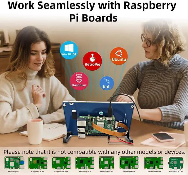 Alt view image 4 of 4 - iPistBit 7 Inch Raspberry Pi Monitor Touchscreen, 800x480 DSI IPS Display, 5-Point Touch Capacitive Screen for Raspberry 5/4B/3B+/3B/B+/A+, Driver-Free