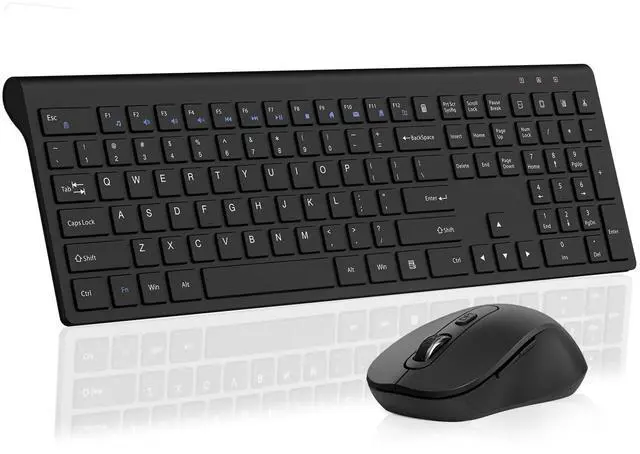 Main image of Wireless Mouse and Keyboard Combo, Full-Size Computer Keyboard with Calculator Button, 2400 Dpi Ergonomic Mouse, Ultra-Thin Cordless USB Keyboard and Mouse Set for Laptop Windows Mac - Black