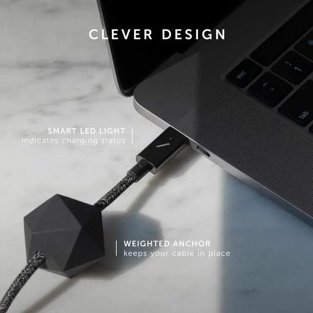 Alt view image 5 of 5 - Native Union Type-C Desk Cable  USB-C to USB-C 8ft Ultra-Strong Non-Slip Charging Cable with Anchor Weight Compatible with iPhone 16, MacBook Pro 14" M3, Air 13"/15", Surface Go 3 (Cosmos)