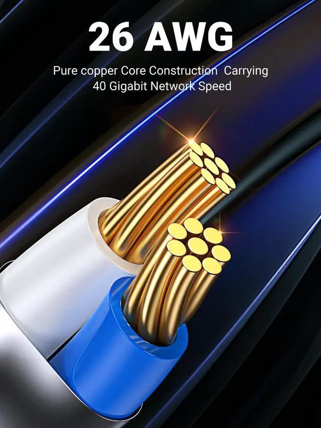 Alt view image 5 of 5 - UGREEN Ethernet Cable, Cat 8 Gaming Ethernet Cable with 40Gbps 2000MHz High-Speed, SF/FTP 26AWG Braided RJ45 Ethernet Cord, Support POE, Compatible with Xbox One Switch PS5 PS4 Modem Router, 10FT