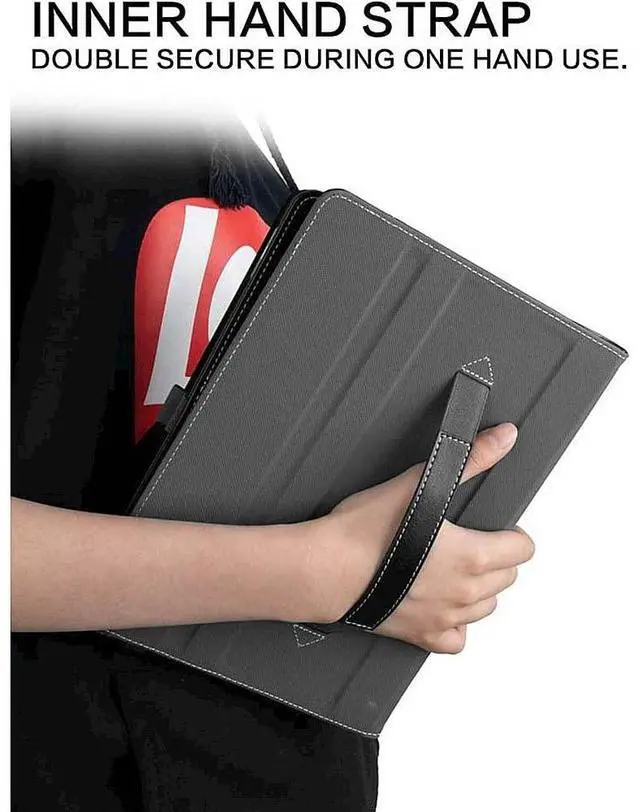 Alt view image 4 of 5 - SaharaCase Multi-Angle Case for Apple iPad 10.2" (9th Generation 2021) [Shockproof Bumper] Built in Pencil Holder Rugged Protection Hand Strap Antislip Leather Kickstand (Black)