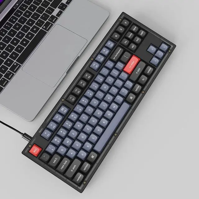 Alt view image 3 of 5 - Keychron V3 TKL 80% Layout Custom Wired Mechanical Keyboard, 87 Keys RGB Backlight QMK/VIA Programmable Macro, Hot Swappable K Pro Red Switch PBT Keycaps for Mac Windows (Frosted Black Translucent)